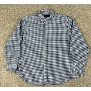 Ralph Lauren Shirt Mens 2XL Blue White Check Button Up Long Sleeve Pony XXL